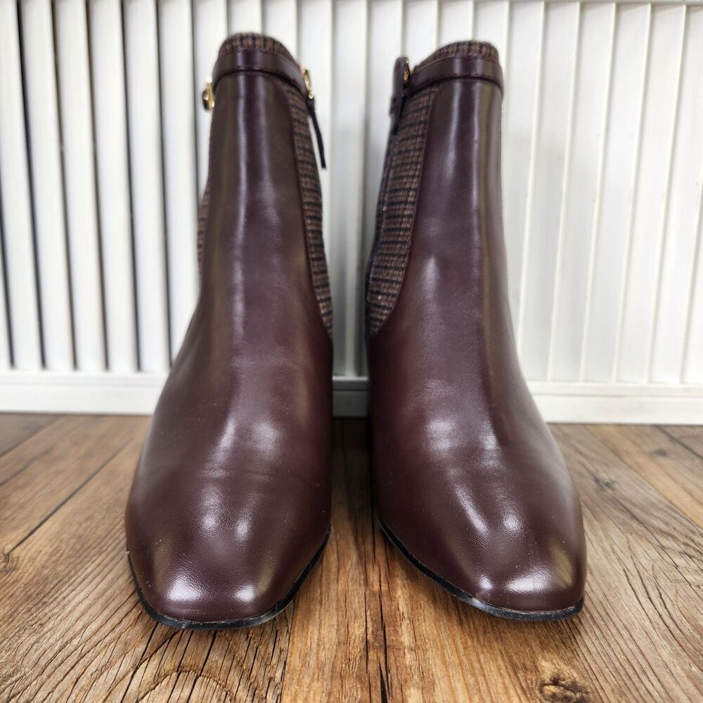 Franco Sarto Tribute Bootie Womens Sz 8.5W Wide Brown Leather Heeled Ankle Boots - Picture 3 of 13